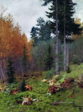 1894年秋の森の中 アイザック・レヴィタンの森の木々の風景 Oil Paintings
